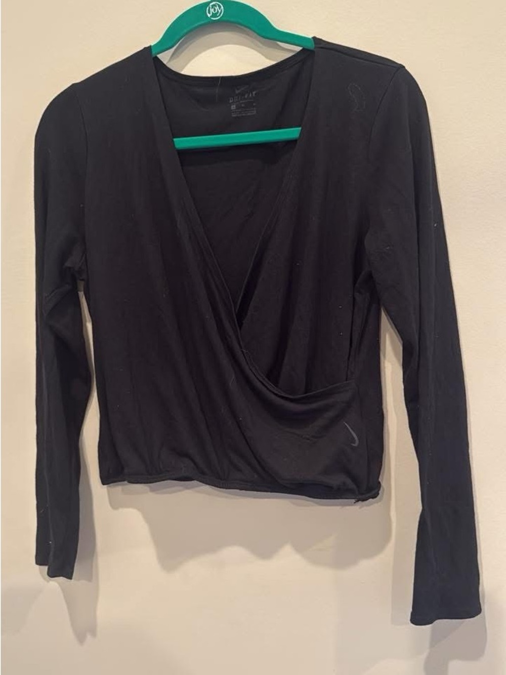Nike Black Wrap-Front Long Sleeve Top